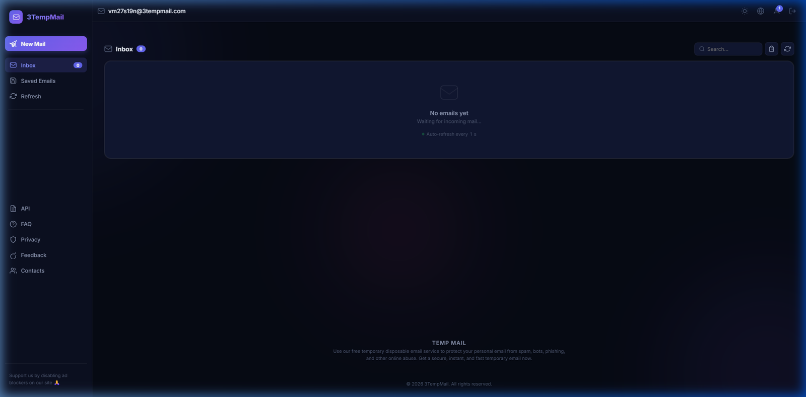 3TempMail - Disposable Temporary Email Service